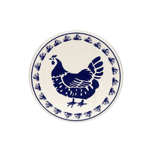Emma Bridgewater Blue Hens medium cake tin lid with a hen shown against a white background.