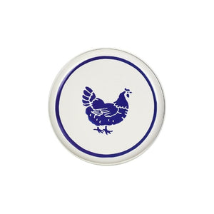 Emma Bridgewater Blue Hens Tin Caddies lid with hen design shown on a white background.