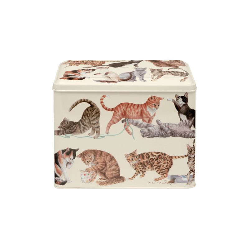 Emma Bridgewater Cats XL Rectangular Caddy NZ - hinged storage tin to use for cat food, treats, toys or other items