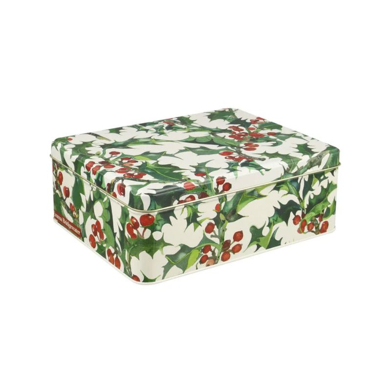 Emma Bridgewater Christmas Holly Biscuit Tin shown on a white background.