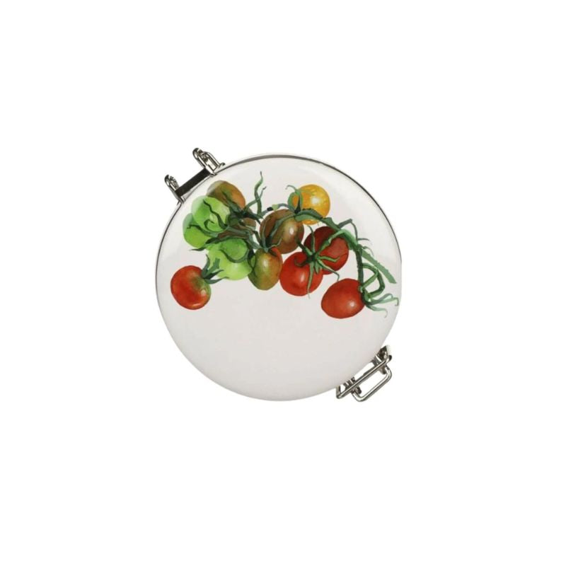 Emma Bridgewater Dig The Garden Clip Lid Caddy - vegetable design on a cream cylindrical tin.