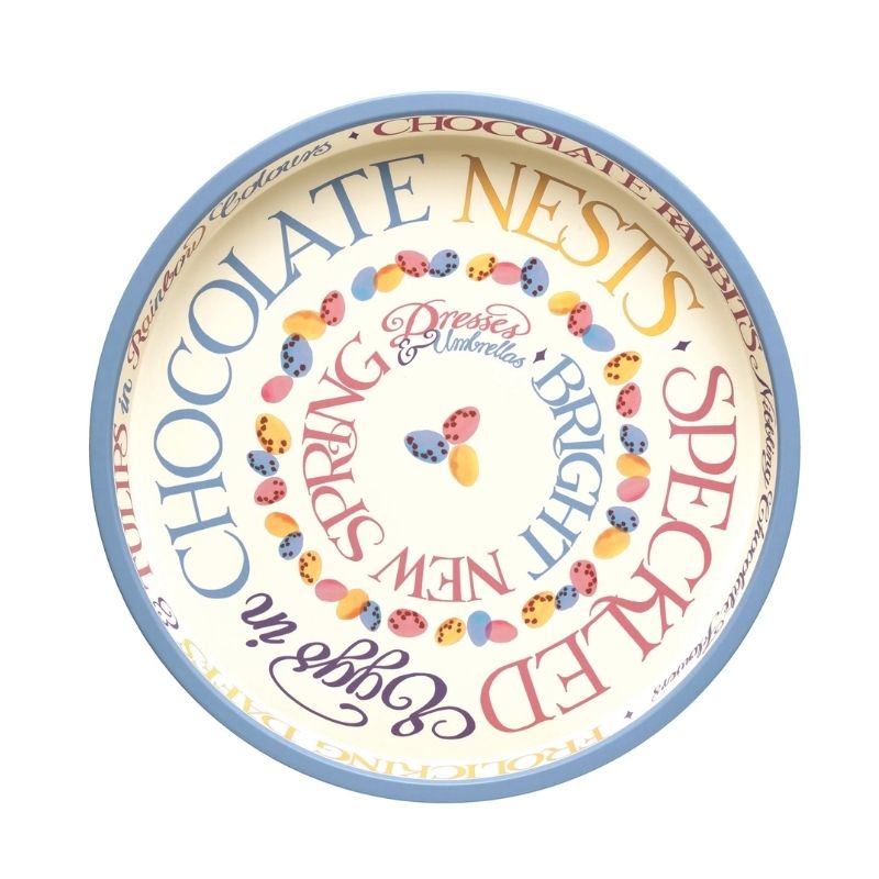 Emma Bridgewater Easter Tin Tray shown on a white background front on.