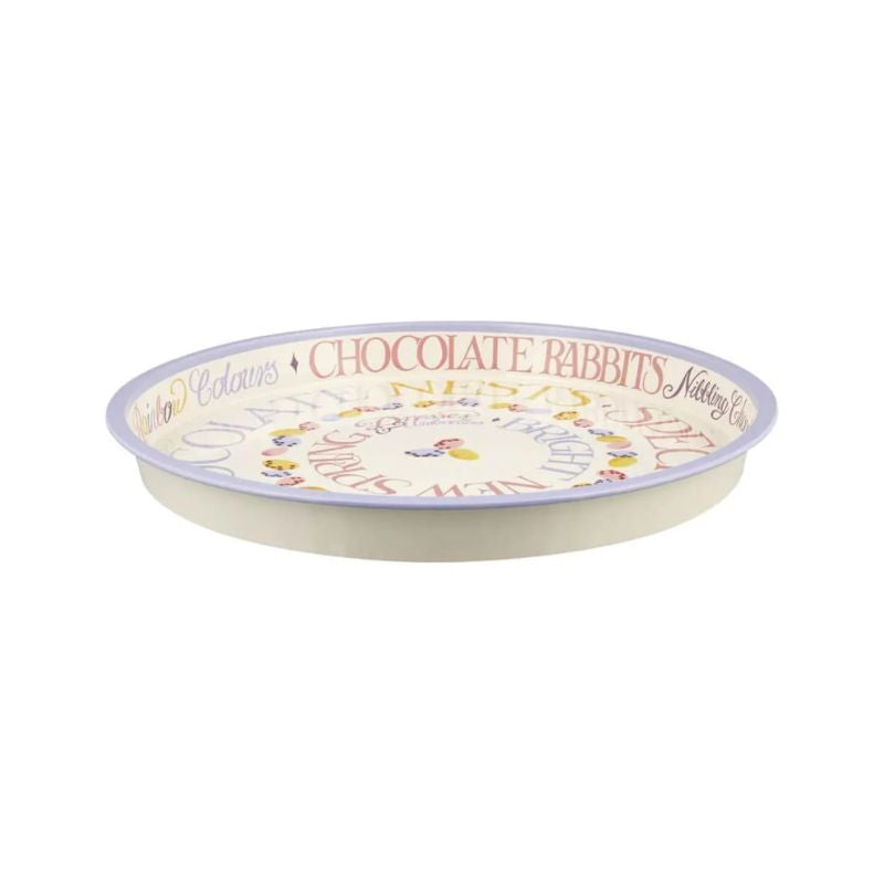 Emma Bridgewater Easter Tin Tray shown on a white background front on.