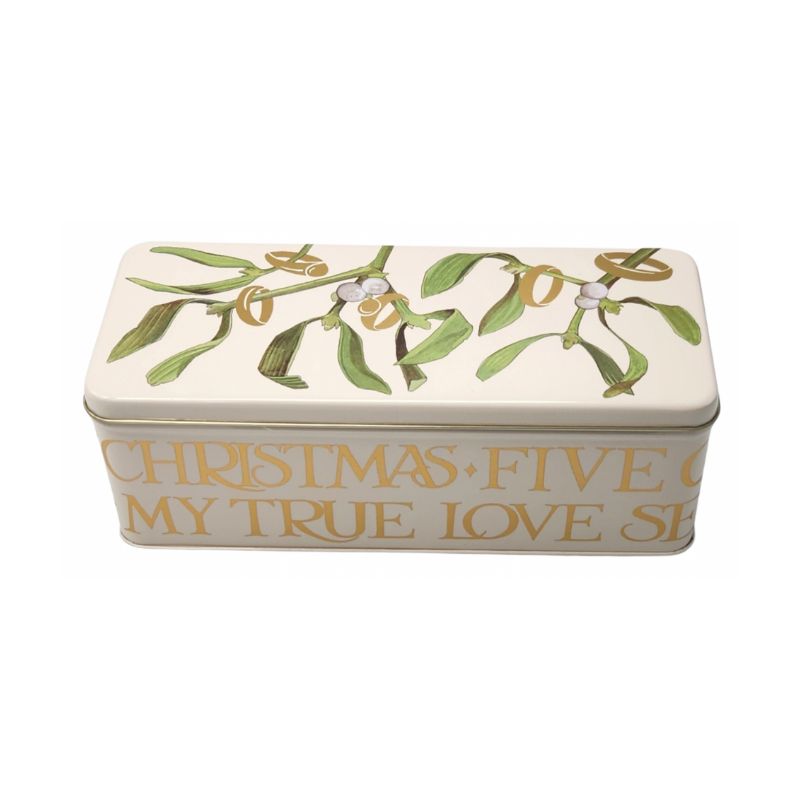 Emma Bridgewater Five Gold Rings Rectangular Storage Tin with hinged lid