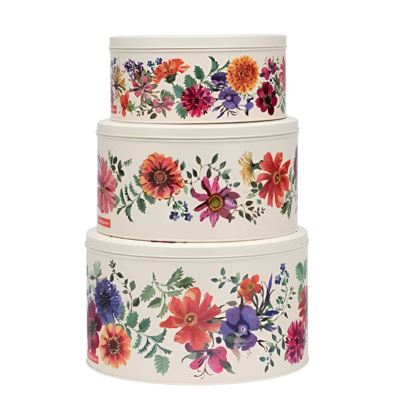 Emma Bridgewater Garden Flowers Cake Tins - Set of 3 round tins stacked