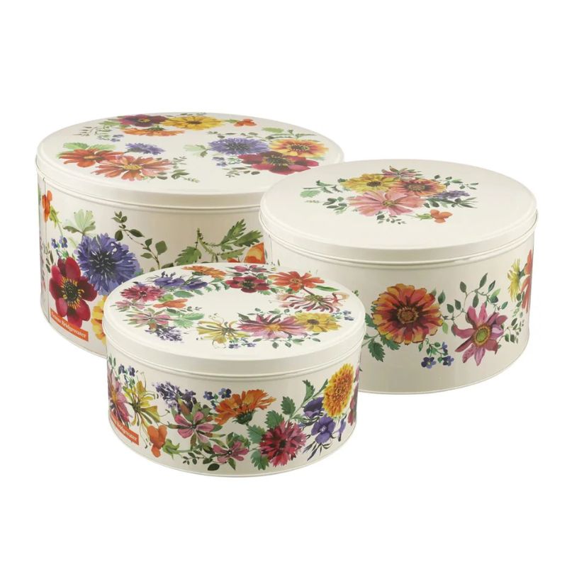 Emma Bridgewater Garden Flowers Cake Tins - Set of 3 round tins stacked