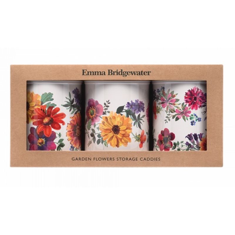 Emma Bridgewater Garden Flowers Tin Caddy Set - boxed set of three floral storage tins | NZ