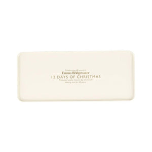 Base view of the Emma Bridgewater Gold Toast Rectangular Storage Tin – part of the 12 Days of Christmas range.