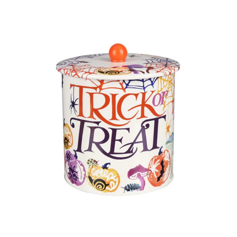 Emma Bridgewater Halloween Biscuit Barrel shown against a white background.