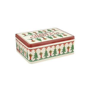 Emma Bridgewater Happy Christmas Biscuit Tin with Christmas tree motif