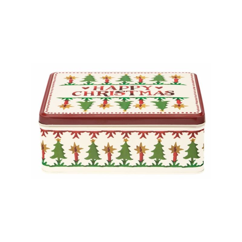 Emma Bridgewater Happy Christmas Storage Tin with Christmas tree motif