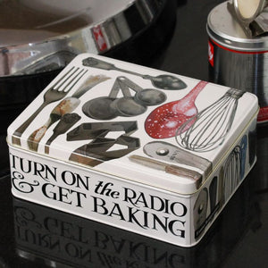 The Emma Bridgewater Making & Baking Biscuit Tin on a kitchen bench - Z