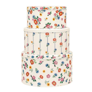 Emma Bridgewater Poppies Cake Tins set of three shown stacked against a white background.