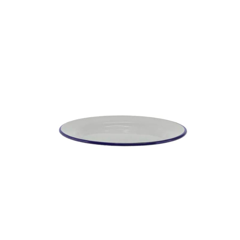 Falcon Enamel Side Plate - White with Blue Rim | NZ