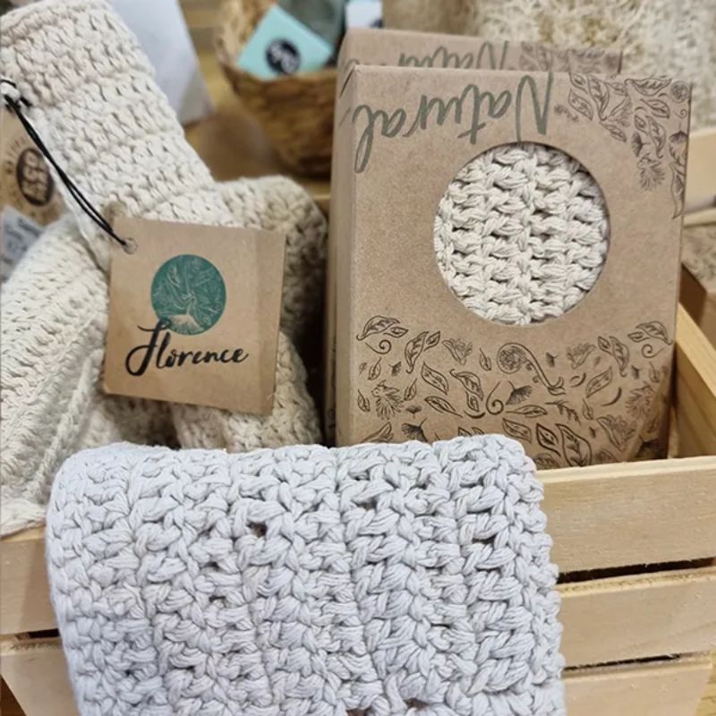 Hand crocheted Florence Cotton Wash Cloth.