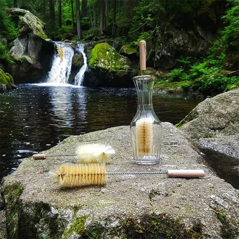 Florence Narrow Bottle Brush with tampico fibre bristles, galvanised steel, and beechwood handle complete with a hanging loop
