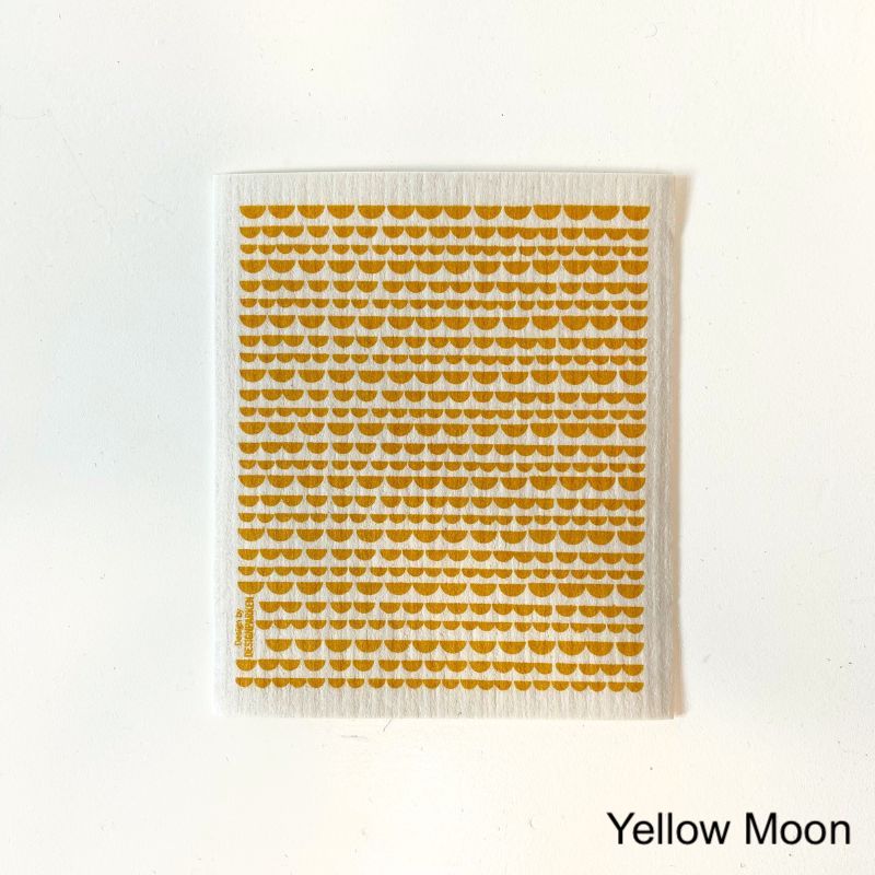 Florence Swedish Dish Cloths in Yellow Moon design shown on a white background.
