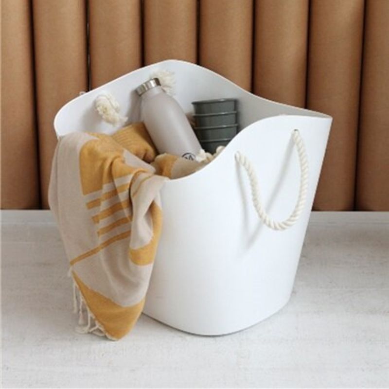 Hachiman Balcolore Storage Basket in White (19 L) shown against a white background