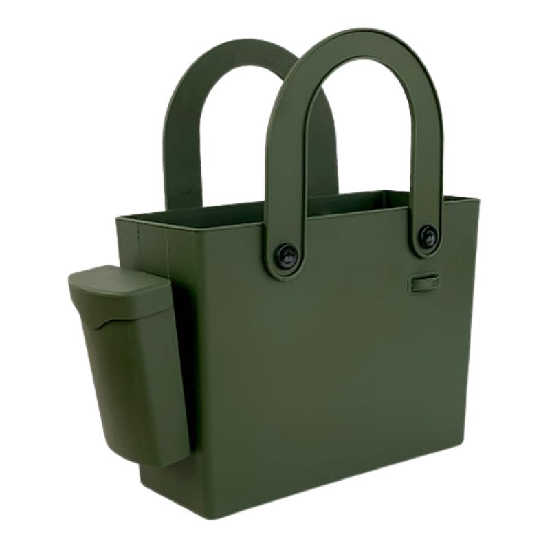 Green Hachiman Garden Tool Bag with Pocket on a white background