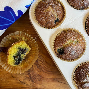 Blueberry cupcakes in If You Care Baking Cups - NZ kitchen
