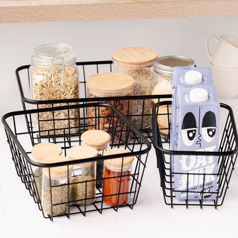 Kate's Small Black Wire Basket shown on a white background.