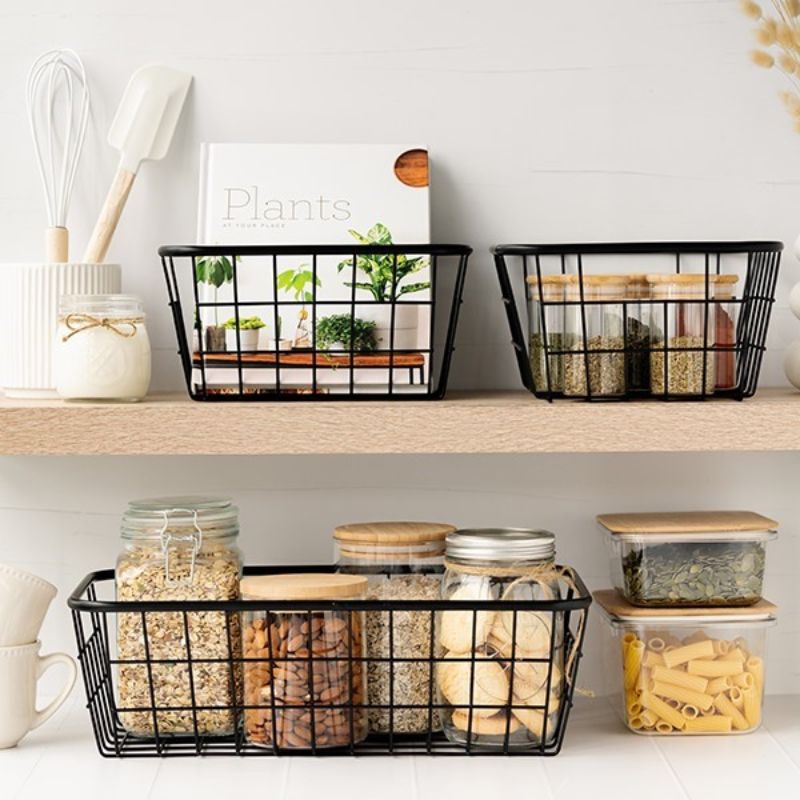 Kate's large black wire basket shown on a white background.