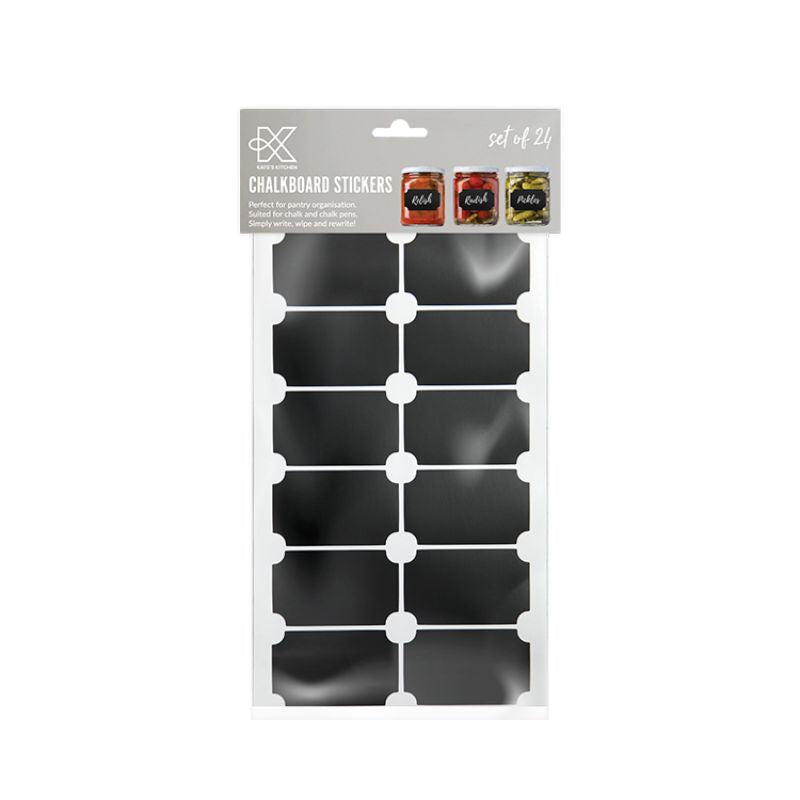 Reusable Kate's Kitchen chalkboard jar labels set of 24 – 6 x 4 cm adhesive stickers for pantry jars