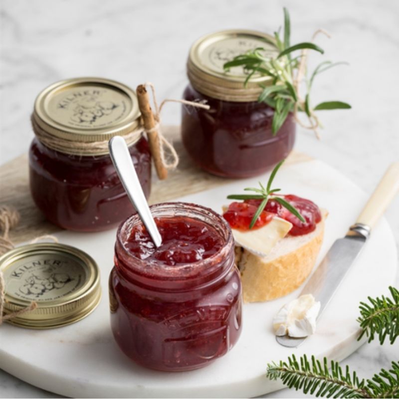 Berry jam in 250mL Kilner Genuine Preserve Jars - used on a cheese platter board NZ