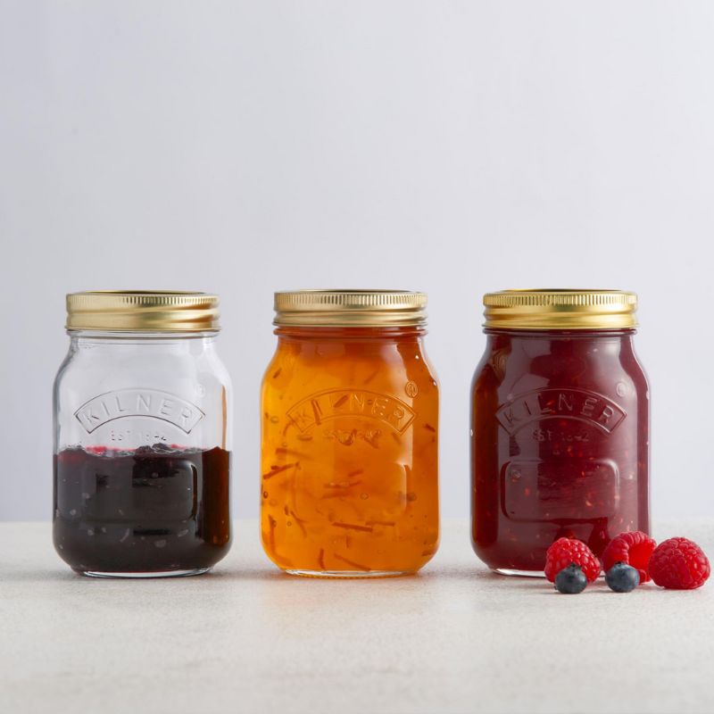 Kilner 500 mL Genuine Preserve Jars filled with marmalade and berry jams - NZ