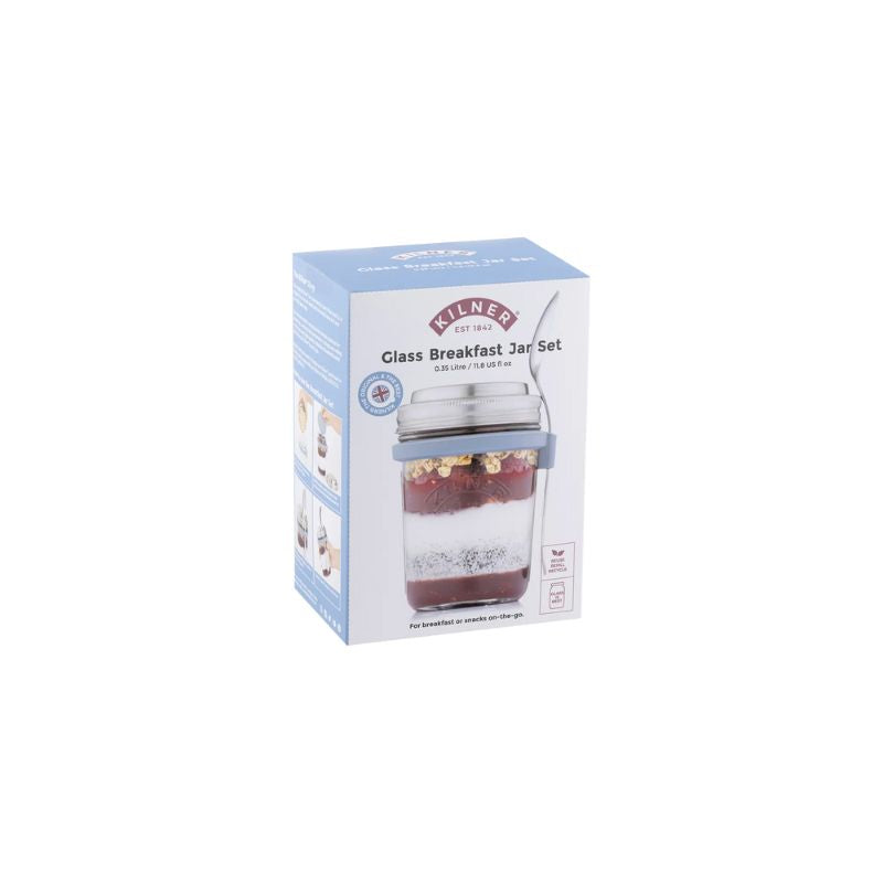 Kilner Breakfast Jar Set packaging box with product image and branding.