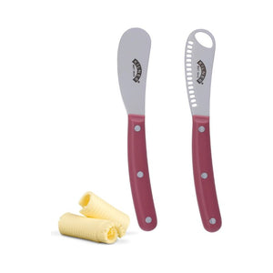 Kilner Butter Knife Set and a small stack of butter on a white background