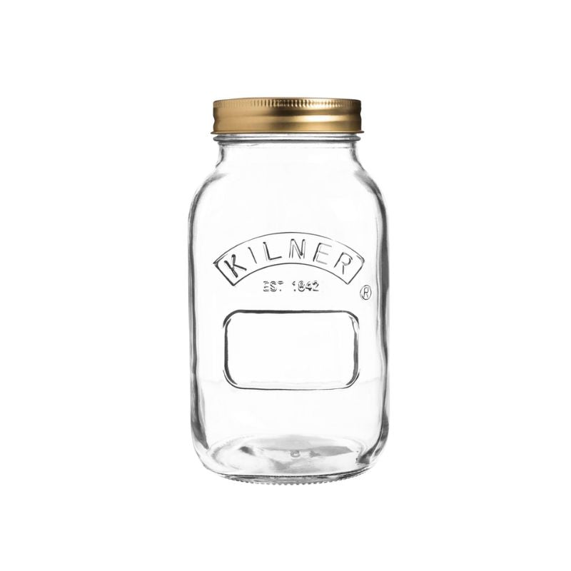 Kilner Genuine Preserve Jar 1 Litre with two-piece lid - empty jar front view