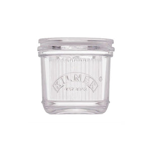 Kilner Glass Butter Crock shown empty with the lid inverted, make from clear ribber glass.