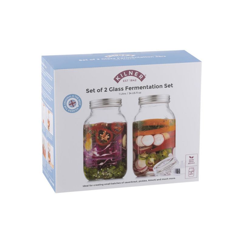 Kilner Glass Fermentation Set of 2 (1 L) in a gift box