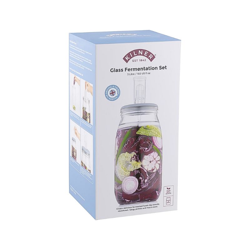 Kilner Glass Fermentation Set in 3L displayed in its retail packaging on a white background