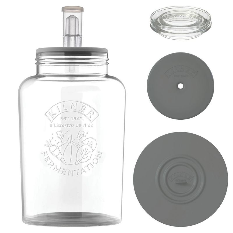 Components of the 5L Kilner Glass Fermentation Set.