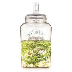 5L Kilner glass fermentation jar filled with cabbage.