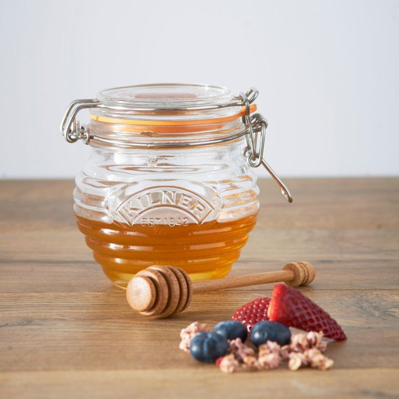 Kilner Honey Pot with Wooden Drizzler styled with fruit and cereal