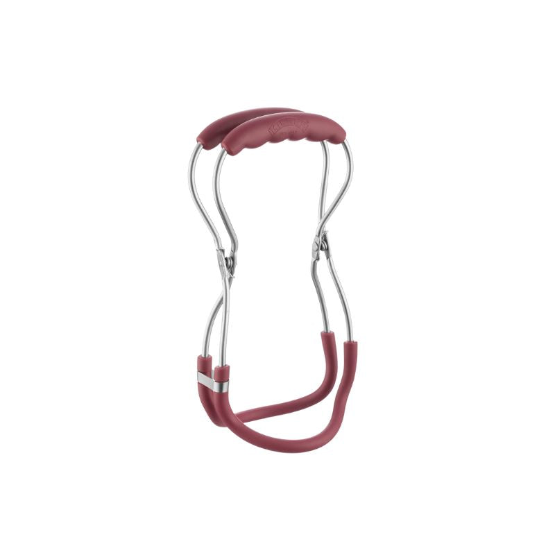 Kilner jar tongs with red handle shown on a white background