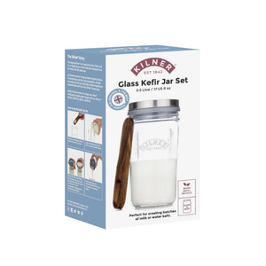 Kilner Glass Kefir Jar Set retail box shown on a plain white background.