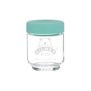 190 mL Kilner Kids Jar Set with turquoise silicone lid shown on a white background.