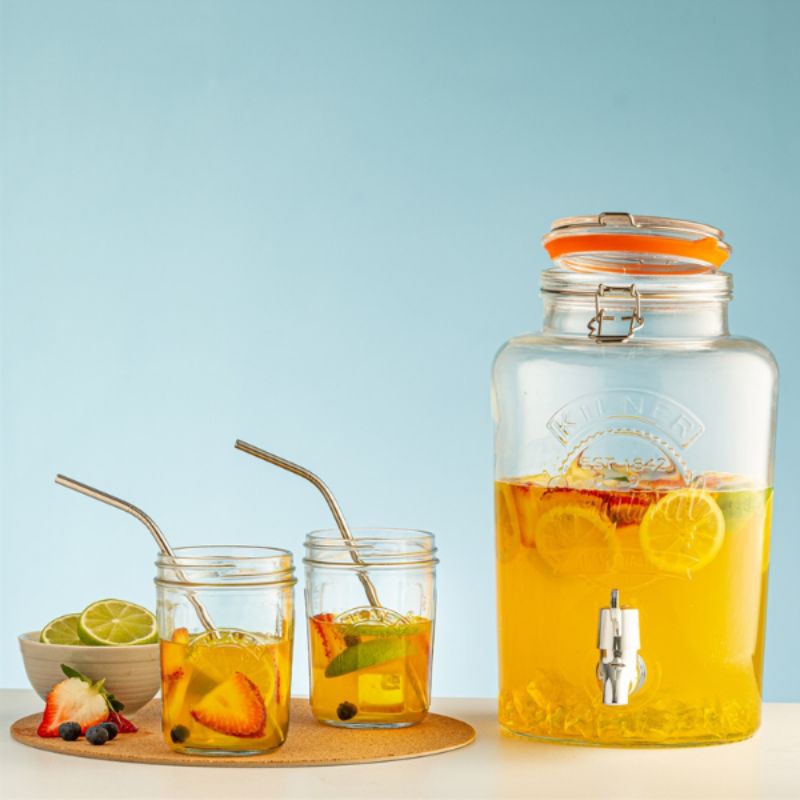 Kilner Round Clip Top Drinks Dispenser in 5L shown on a white background