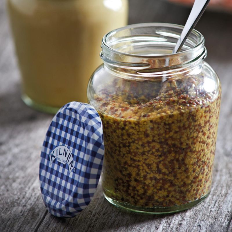 Kilner Round Curved Twist Top Jar in 260 mL with blue gingham lid | NZ