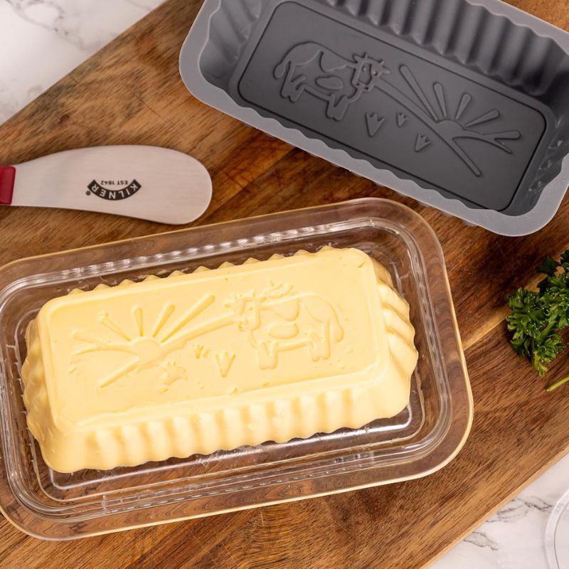 Kilner Silicone Butter Moulds with embossed designs on a white background