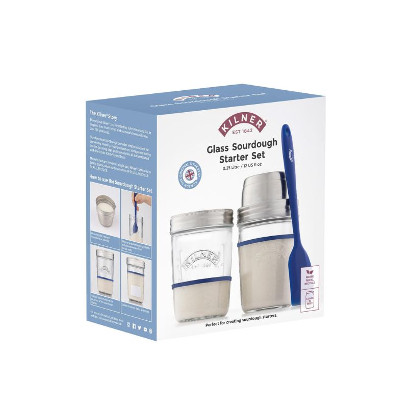Kilner glass sourdough starter set packaging on a white background