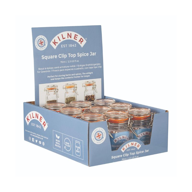 Full pack of Kilner Square Clip Top Spice Jars | NZ