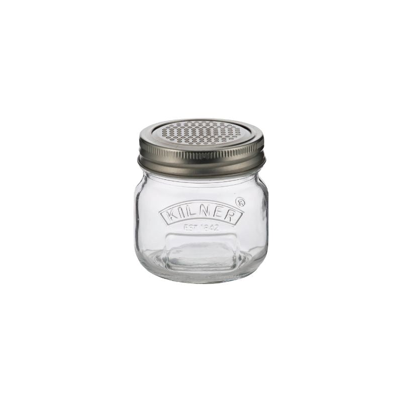 Front view of Kilner Storage Jar with Fine Grater lid attached