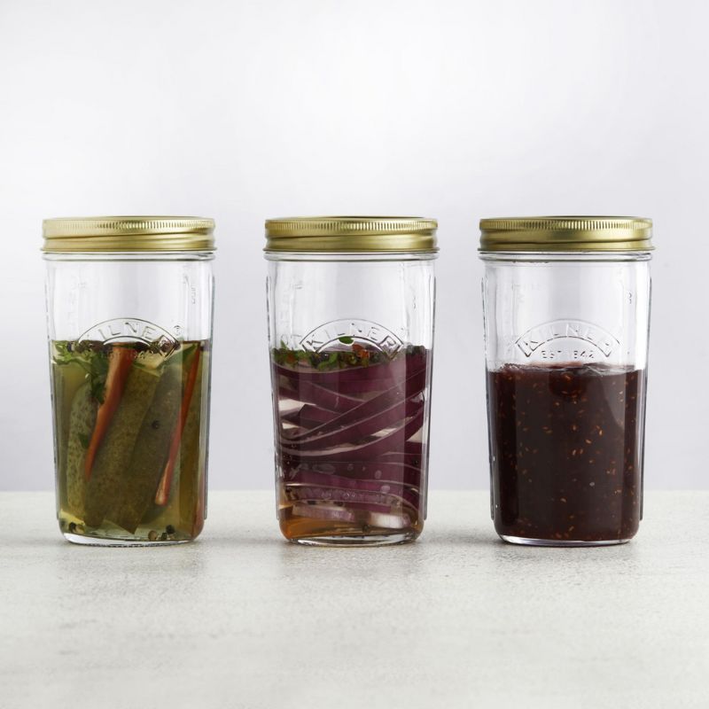 Pickles and jam in 500mL Kilner Wide Mouth Preserve Jars NZ