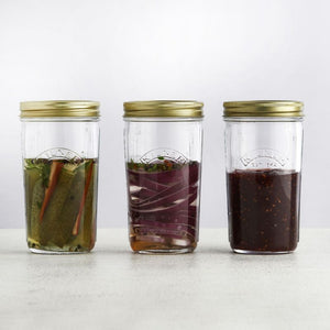 Pickles and jam in 500mL Kilner Wide Mouth Preserve Jars NZ