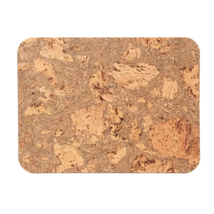 Natural rectangular cork placemat with unique cork grain pattern.